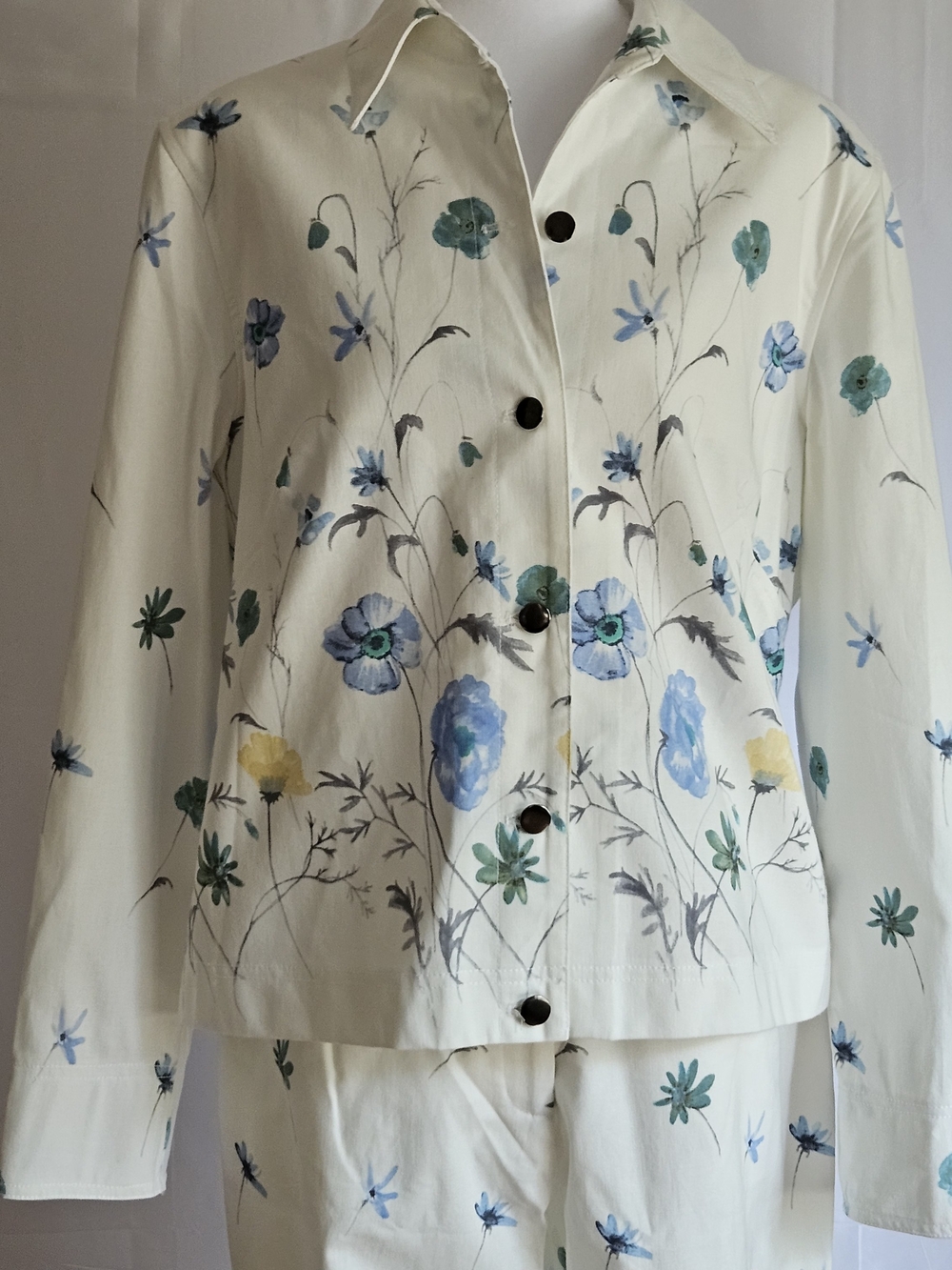 "Vintage ECCO Floral 2 Piece Pants Suit Set Size 12 NWT - Picture 3 of 16